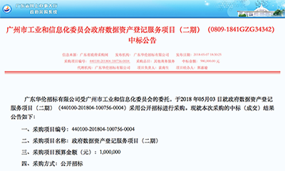 沙巴SB体育中标广州政府数据资产登记项目（二期）